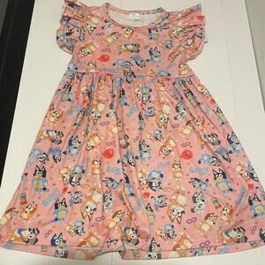 Bluey Dress Pink Ruffles Bingo & Gang Girl's Toddler Size XXL 6-7T Super Soft!